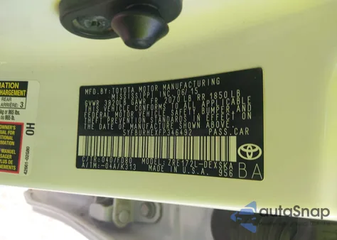 2015 Toyota Corolla L/Le/Le Pls/Prm/S/S Pls from USA, damaged, VIN 5YFBURHEXFP346492